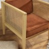 Fauteuil AGATHE - Rotin et velours orange