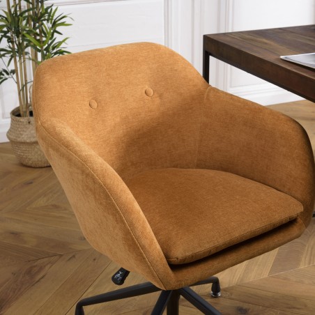Fauteuil AGATHE - Tissu orange et pieds métal noir