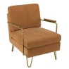 Fauteuil lounge AGATHE - Tissu orange métal doré