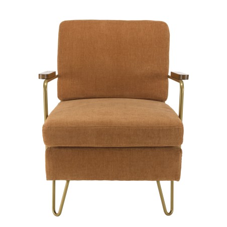 Fauteuil lounge AGATHE - Tissu orange métal doré