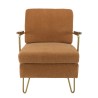 Fauteuil lounge AGATHE - Tissu orange métal doré