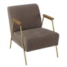 Fauteuil lounge AGATHE - Tissu taupe métal doré