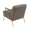 AGATHE Taupe Fabric Lounge Chair with Gold Metal and Wooden Armrests