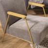 Fauteuil lounge AGATHE - Tissu taupe métal doré
