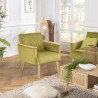 Fauteuil AGATHE - Velours vert clair et bois