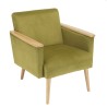 AGATHE Light Green Velvet Armchair - Wooden Legs & Armrests