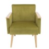 AGATHE Light Green Velvet Armchair - Wooden Legs & Armrests