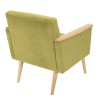 Fauteuil AGATHE - Velours vert clair et bois