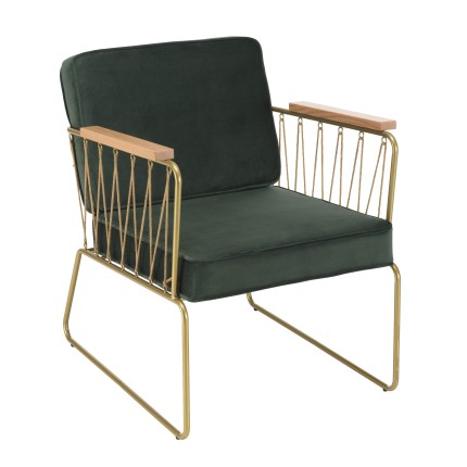 Fauteuil AGATHE - Velours vert foncé - Design et Confort