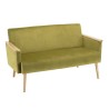 AGATHE Light Green Velvet 2-Seater Sofa - Wooden Legs & Armrests