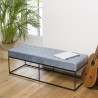 Banc velours bleu clair AGATHE - Structure métal noir
