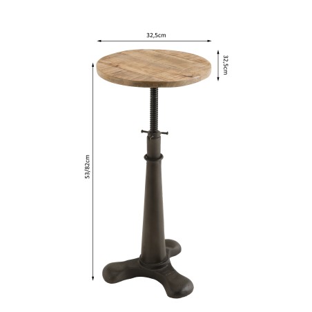 Tabouret industriel ROMAIN - Acacia recyclé et métal gris anthracite