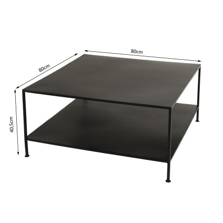 ROMAIN Square Industrial Coffee Table 80x80cm Black Metal