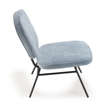 Light Blue Velvet Chair with Black Metal Legs - FANNY