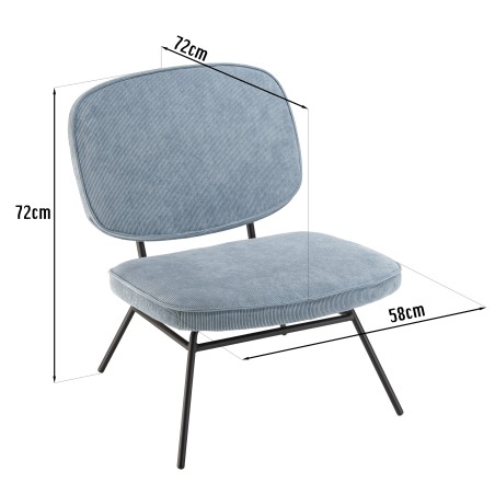Light Blue Velvet Chair with Black Metal Legs - FANNY