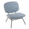 Light Blue Velvet Chair with Black Metal Legs - FANNY
