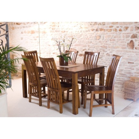 LORINE - Rectangular Dining Table in Brown with Extension, 160/200 cm