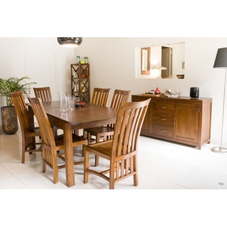 LORINE - Rectangular Dining Table in Brown with Extension, 160/200 cm