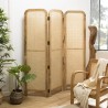 ISA Brown Mango Wood Screen with Natural-Colored Cane - 3-Panel Room Divider