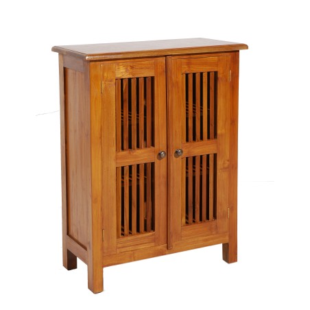 API Brown Cabinet with 2 Louvered Doors in Teak Wood