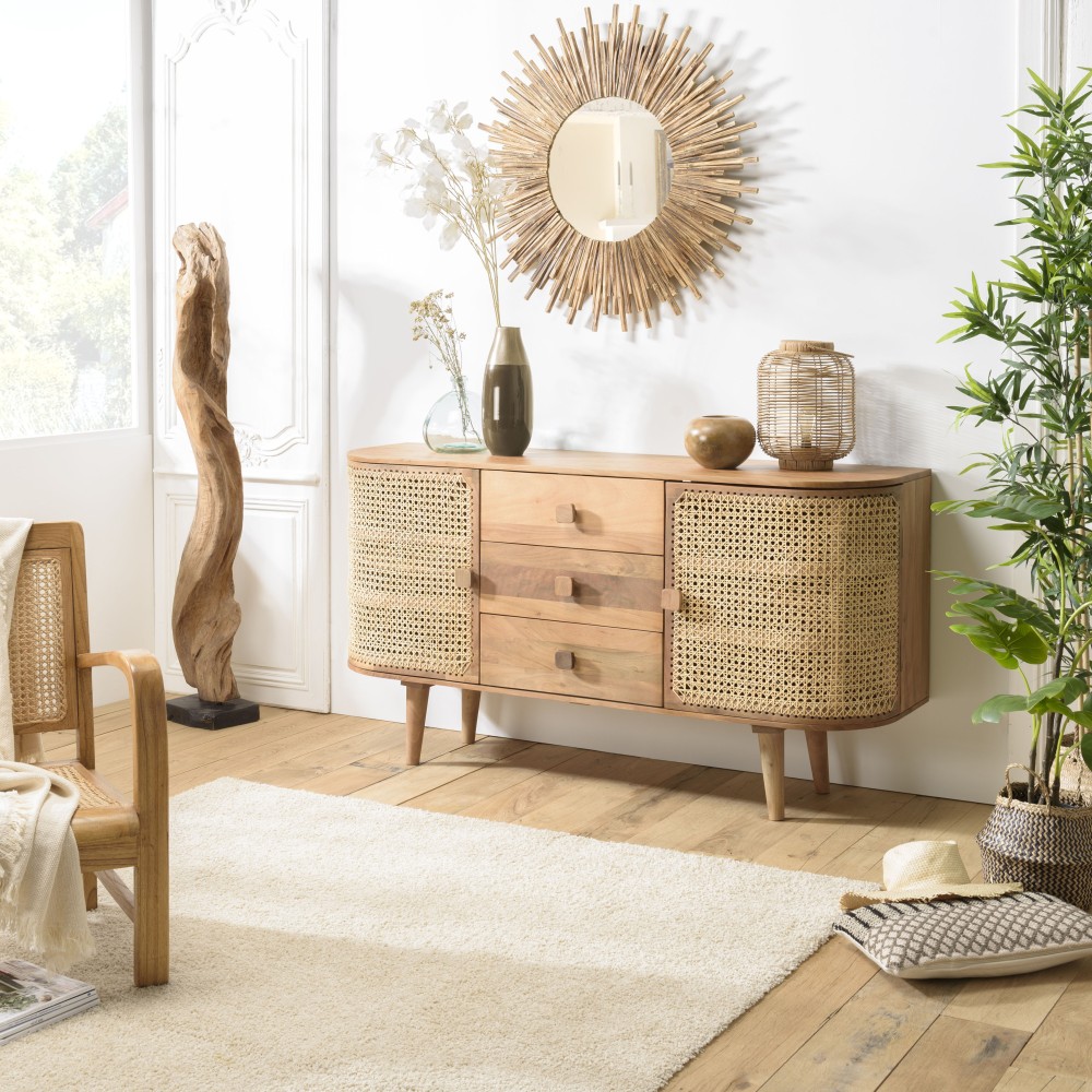 Buffet ISA - Bois de jamelonier et cannage