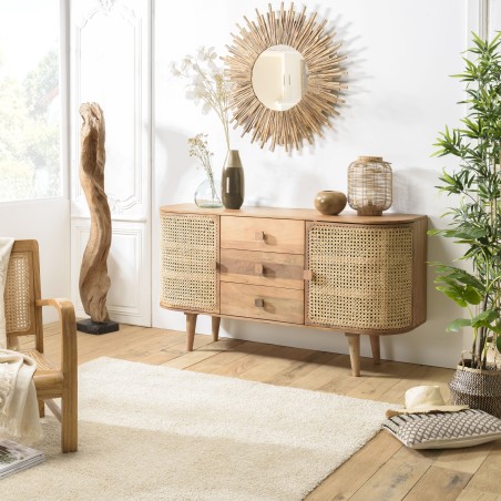 Buffet ISA - Bois de jamelonier et cannage