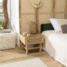 ISA Brown Bedside Table - Mango Wood and Natural Cane 1 Drawer Nightstand