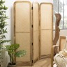 Paravent ISA en bois de manguier et cannage