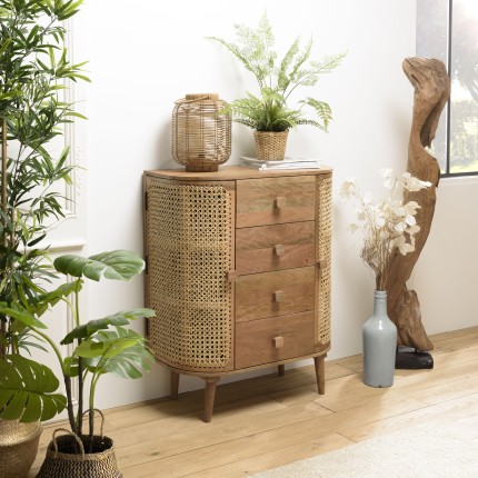 Meuble ISA - Bois de jamelonier et cannage
