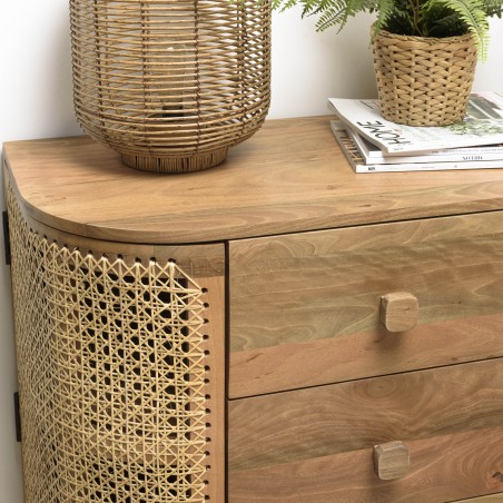ISA Brown 2-Door Cabinet with 4 Drawers | Trendy Storage Solution