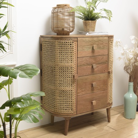 ISA Brown 2-Door Cabinet with 4 Drawers | Trendy Storage Solution
