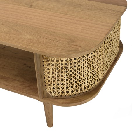 ISA Brown TV Stand in Jackfruit Wood with Natural-Coloured Cane