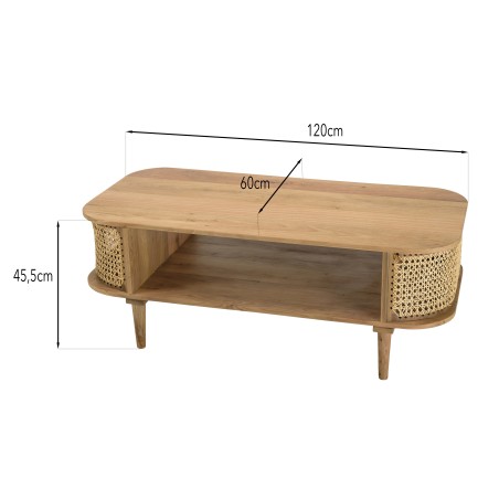 ISA Brown TV Stand in Jackfruit Wood with Natural-Coloured Cane
