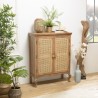 ISA Vintage Brown 2-Door Cabinet - Jamelonier Wood and Rattan