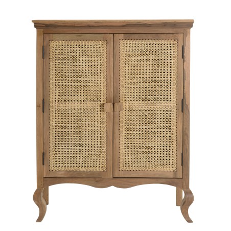 ISA Vintage Brown 2-Door Cabinet - Jamelonier Wood and Rattan