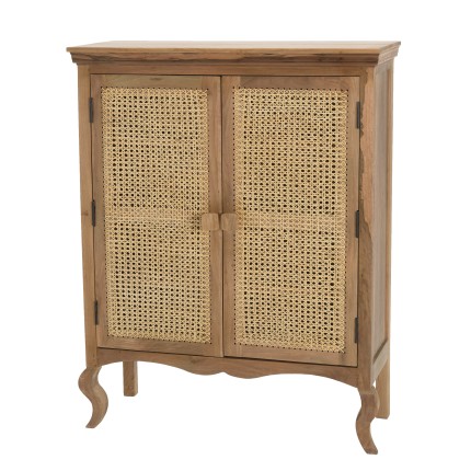 ISA Vintage Brown 2-Door Cabinet - Jamelonier Wood and Rattan