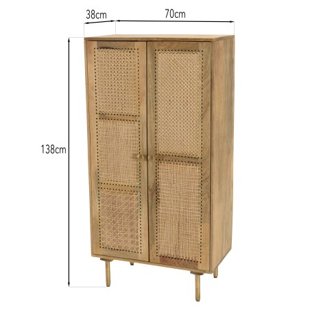Meuble haut ISA en bois de manguier et rotin