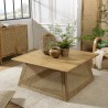 ISA Square Coffee Table - Brown Mango Wood and Natural Cane - Large Dimensions