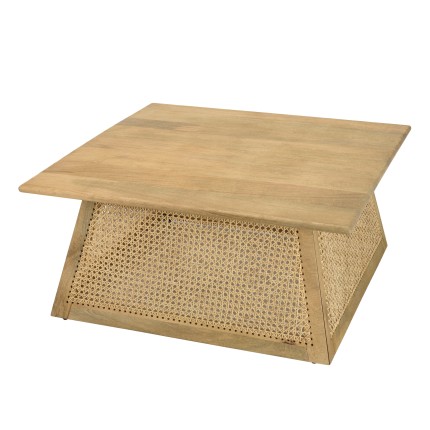 Table basse ISA - Bois de manguier et cannage