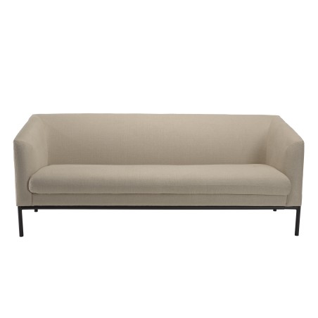 NELSON Beige 3-Seater Sofa with Black Metal Legs
