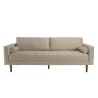 NELSON Beige 4-Seater Sofa with Wooden Legs - Large Comfortable Couch