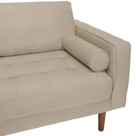 NELSON Beige 4-Seater Sofa with Wooden Legs - Large Comfortable Couch