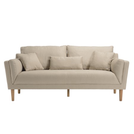 Canapé beige 3 places NELSON - Pieds en bois clair
