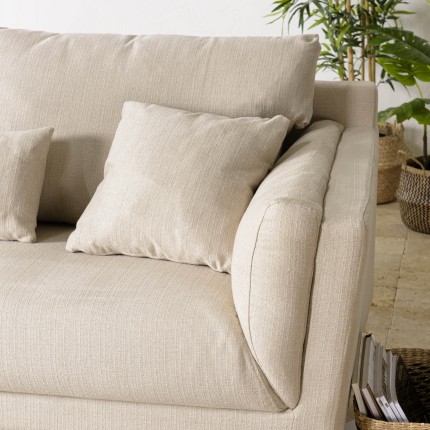 Canapé beige 3 places NELSON - Pieds en bois clair