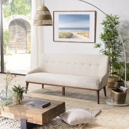 NELSON Beige 2-Seater Sofa with Wooden Legs - Comfortable and Stylish