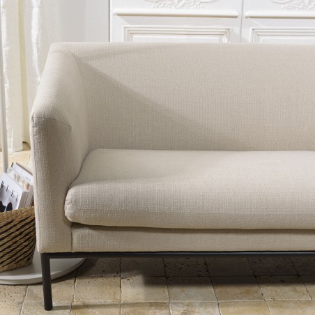 NELSON Beige 3-Seater Sofa with Black Metal Legs