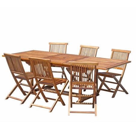 Salon de jardin en bois teck huilé MAEVA 8/10 pers